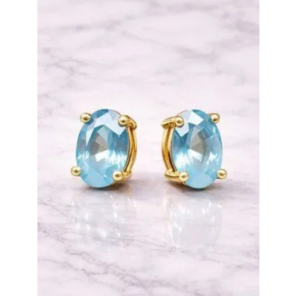 "Harlen" Aquamarine Gold Stud Earrings